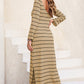 Slit Striped Round Neck Midi Dress