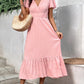 Surplice Neck Smocked Waist Flutter Sleeve Dress