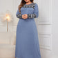 Plus Size Printed Round Neck Long Sleeve Dress