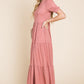 BOMBOM Short Sleeve Tiered Maxi Dress