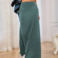 Solid Elastic Waist Maxi Skirt