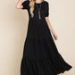 BOMBOM Short Sleeve Tiered Maxi Dress