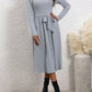 Surplice Tie Waist Long Sleeve Midi Dress