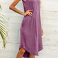 Buttoned V-Neck Curved Hem Sleeveless Dress