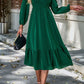 Smocked Surplice Long Sleeve Midi Dress