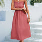 Decorative Button Spaghetti Strap Midi Dress