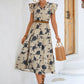 Floral Frill Trim V-Neck Tiered Midi Dress
