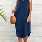 Buttoned V-Neck Curved Hem Sleeveless Dress
