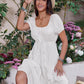 Ruffled Square Neck Short Sleeve Dress