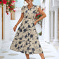 Floral Frill Trim V-Neck Tiered Midi Dress