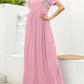 Round Neck Short Sleeve Maxi Dress with Pockets