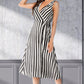 Striped Surplice Tied Sleeveless Dress