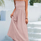 Decorative Button Spaghetti Strap Midi Dress