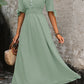 Smocked Quarter Button Short Sleeve Dress