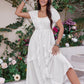 Ruffled Square Neck Short Sleeve Dress
