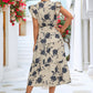 Floral Frill Trim V-Neck Tiered Midi Dress