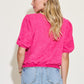 Zenana Round Neck Lantern Half Sleeve Sweater