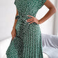 Ditsy Floral Pleated Belted Dress