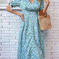 Floral Tied Puff Sleeve V-Neck Dress