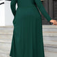 Plus Size Round Neck Long Sleeve Maxi Dress with Pockets