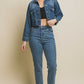 LOVE TREE Raw Hem Button Up Cropped Denim Jacket
