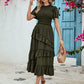 Ruffled Elastic Waist Midi Skirt