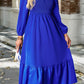 Smocked Surplice Long Sleeve Midi Dress