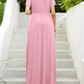 Round Neck Short Sleeve Maxi Dress with Pockets