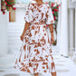 Printed Surplice Balloon Sleeve Dress