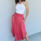 Doublju Comfort Princess Full Size High Waist Scoop Hem Maxi Skirt in Hot Pink