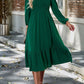 Smocked Surplice Long Sleeve Midi Dress