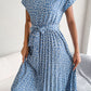 Ditsy Floral Pleated Belted Dress