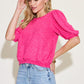 Zenana Round Neck Lantern Half Sleeve Sweater