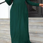 Plus Size Round Neck Long Sleeve Maxi Dress with Pockets