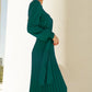 Round Neck Long Sleeve Pleated Sweater Dress