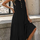 Decorative Button Tiered Tank Dress