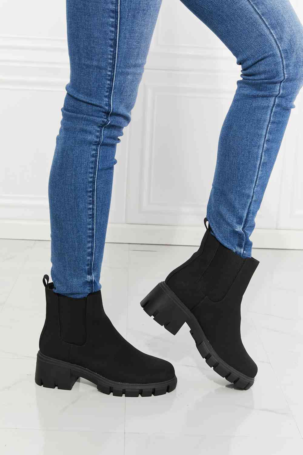 MMShoes Work For It Matte Lug Sole Chelsea Boots in Black