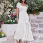 Ruffled Square Neck Short Sleeve Dress