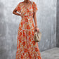Floral Buttoned Drawstring Waist Tiered Dress