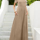 Round Neck Short Sleeve Maxi Dress with Pockets