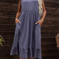 Round Neck Ruffle Hem Pocket Dress