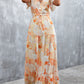 Floral Buttoned Drawstring Waist Tiered Dress