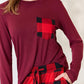 Zenana Full Size Plaid Round Neck Top and Pants Pajama Set