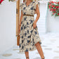 Floral Frill Trim V-Neck Tiered Midi Dress
