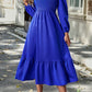 Smocked Surplice Long Sleeve Midi Dress