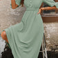 Smocked Quarter Button Short Sleeve Dress