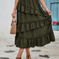 Ruffled Elastic Waist Midi Skirt