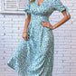 Floral Tied Puff Sleeve V-Neck Dress