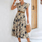 Floral Frill Trim V-Neck Tiered Midi Dress