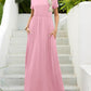 Round Neck Short Sleeve Maxi Dress with Pockets
